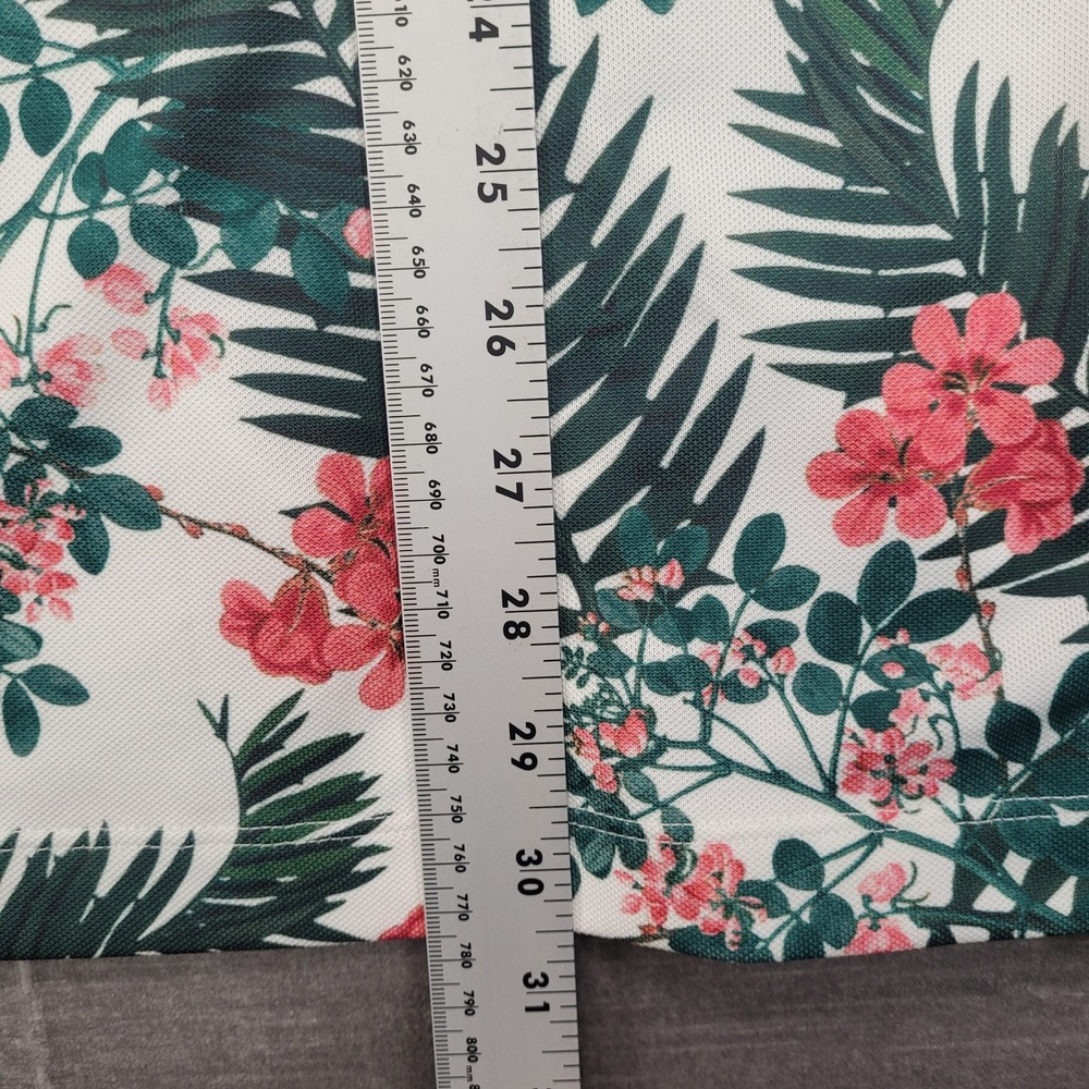Bad Birdie Mens XL Golf Polo Shirt White Floral Tropical Palm Leaf Short Sleeve - Picture 5 of 6
